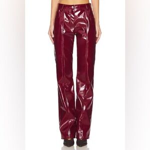 MSGM Patent Faux Leather Pant in Bordeaux - Size 6